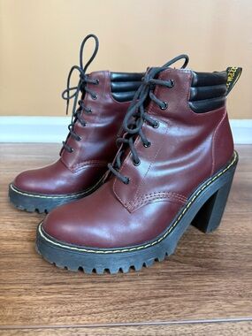 Dr. Martens Persephone Shiraz Lace-Up Combat Heeled Ankle Boots